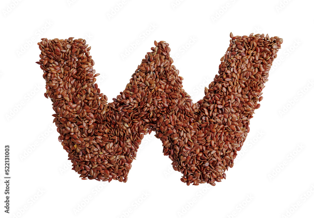 Letter W made with Linseed also known as flaxseed isolated on transparent background Letter W made with Linseed also known as flaxseed isolated on transparent background