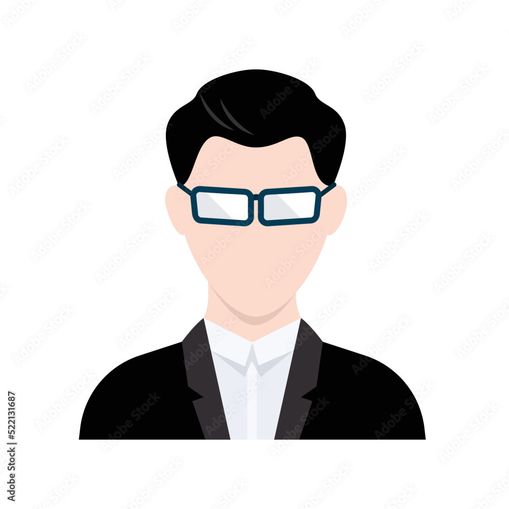 Vector icon of businessman. Avatar of male person in flat design