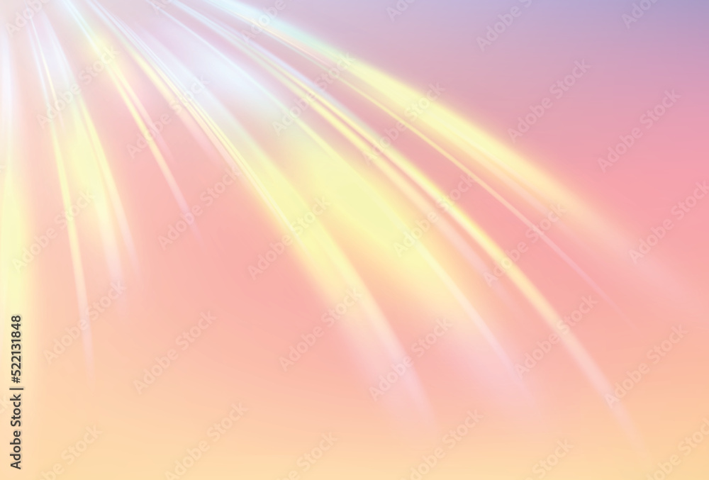 Obraz premium Rainbow prism flare lens realistic effect. Vector illustration of light refraction texture