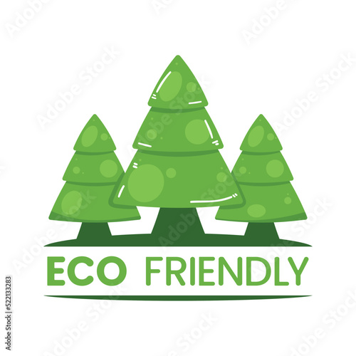 eco friendly lettering with pines