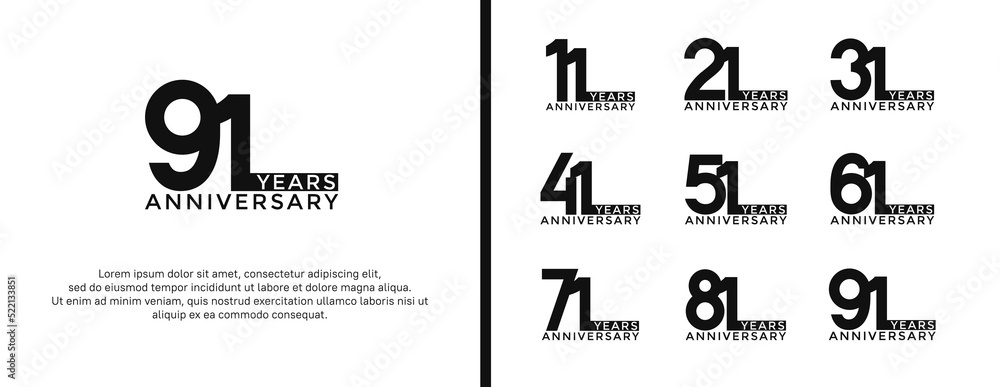 set of anniversary logo black color on white background for celebration moment set of anniversary logo black color on white background for celebration moment