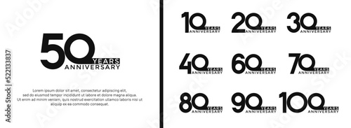 set of anniversary logo black color on white background for celebration moment