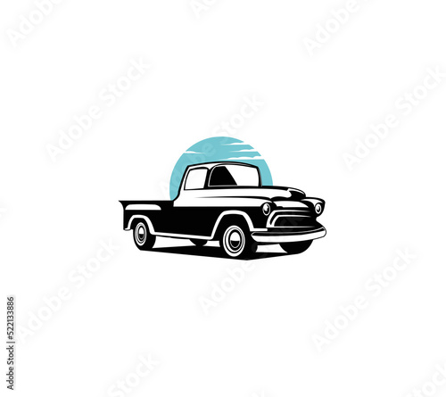 Classic hot rod truck restoration emblem ready made logo design concept