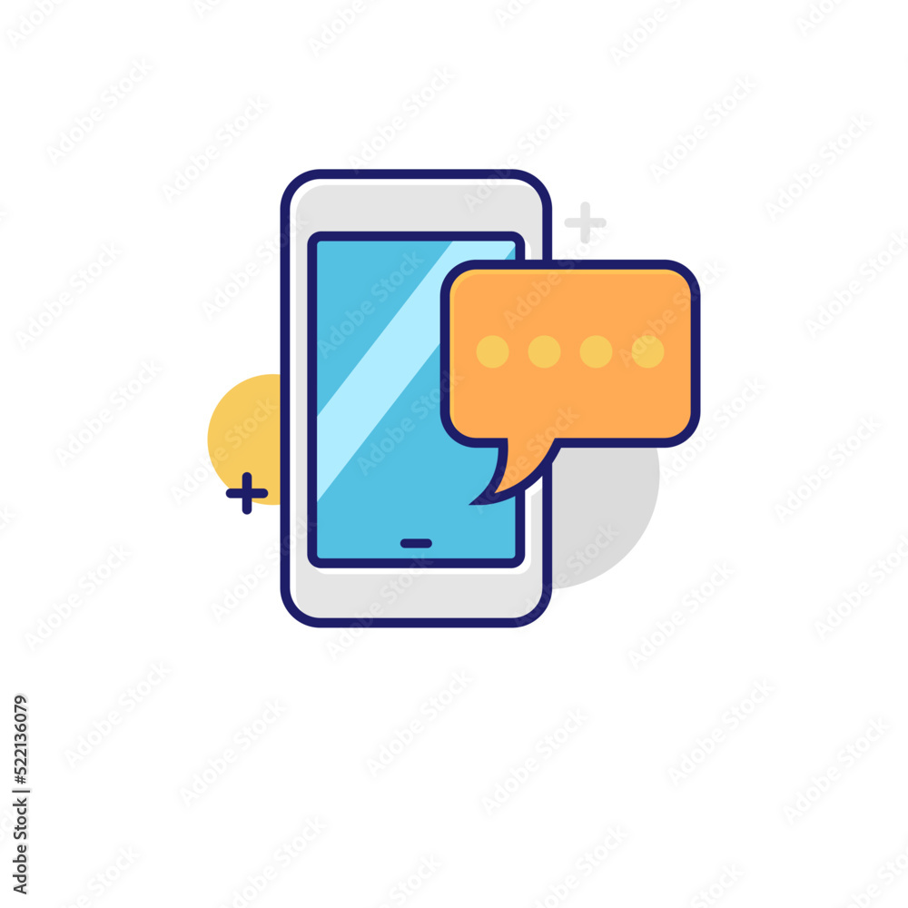 Phone with bubble speech vector illustration suitable for chat icon. Colorful chat icon Phone with bubble speech vector illustration suitable for chat icon. Colorful chat icon
