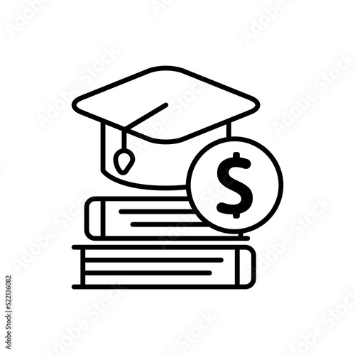Tuition icon with linear style isolated on white background