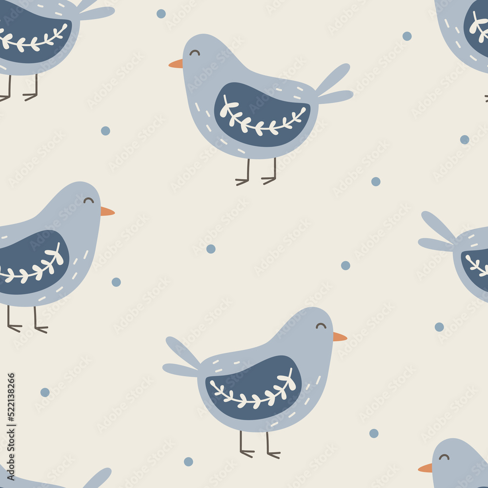 Seamless pattern with birds in boho style. Vector illustration Seamless pattern with birds in boho style. Vector illustration