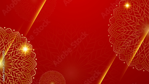 Luxury red and gold ornamental mandala background with arabic islamic east pattern style premium vector