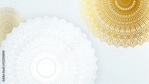 Elegant white gold mandala background concept