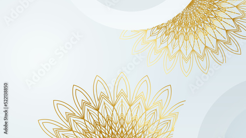 Luxury mandala with royal golden arabesque arabic islamic east style background. Luxury white and gold mandala pattern background