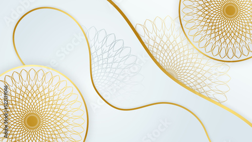 Luxury mandala with royal golden arabesque arabic islamic east style background. Luxury white and gold mandala pattern background