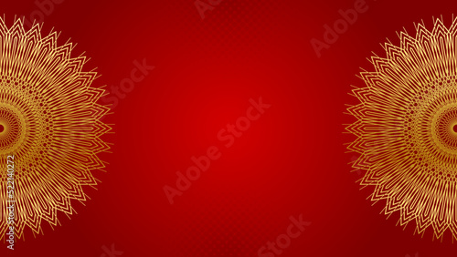 Modern luxury red dan gold abstract background with mandala pattern