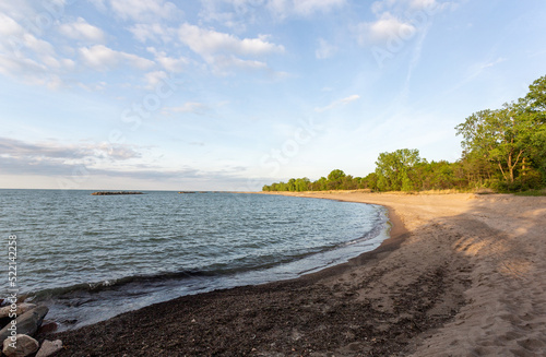 A view on the lake shore in the evening