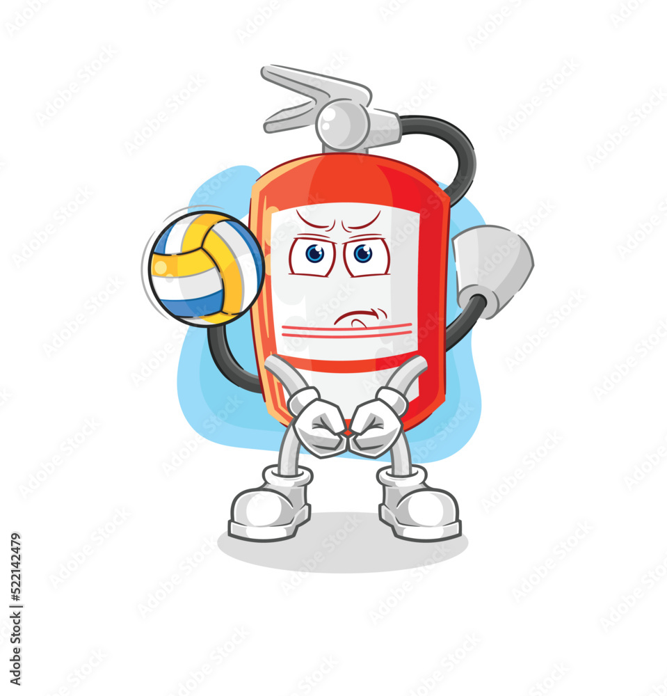extinguisher play volleyball mascot. cartoon vector