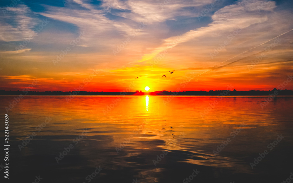 Vibrant Sunset Tichigan Lake Waterford Wisconsin