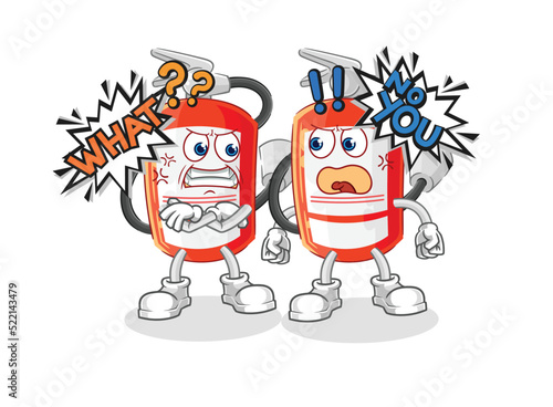 extinguisher arguing each other cartoon vector