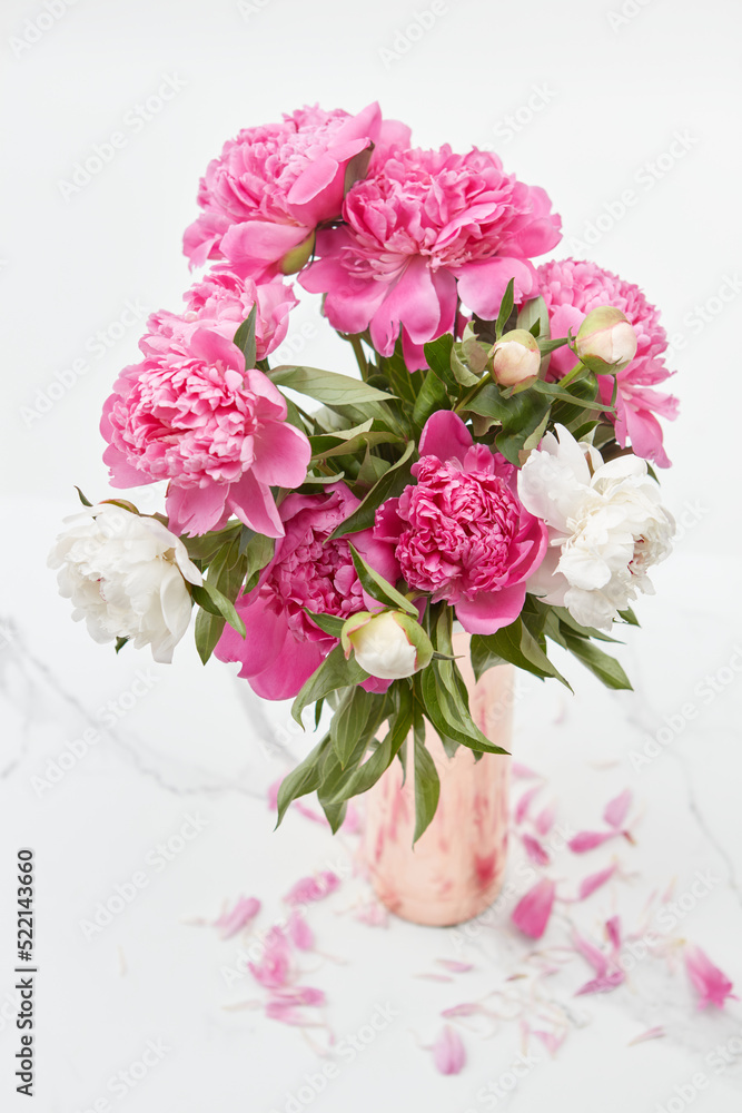 Bouquet of peonies in copper vase Bouquet of peonies in copper vase