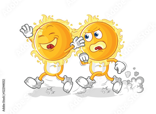sun play chase cartoon. cartoon mascot vector