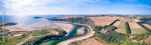 Bantham Beach and River Avon from a drone, South Hams, Devon, England
