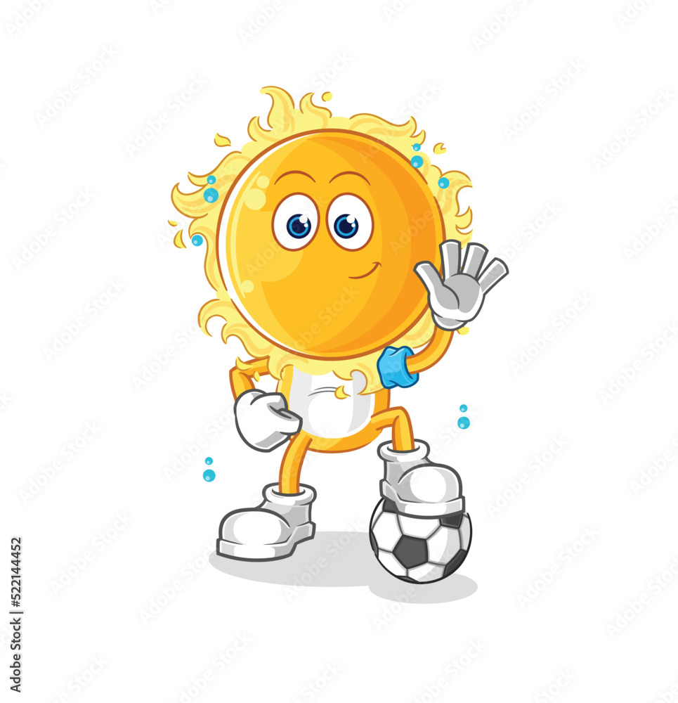 sun playing soccer illustration. character vector sun playing soccer illustration. character vector