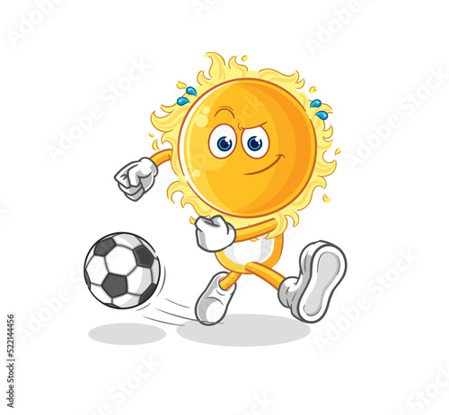 sun kicking the ball cartoon. cartoon mascot vector