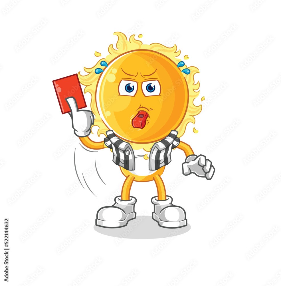 sun referee with red card illustration. character vector sun referee with red card illustration. character vector