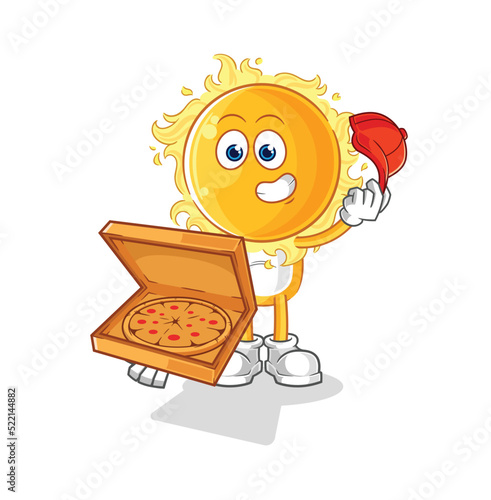 sun pizza delivery boy vector. cartoon character