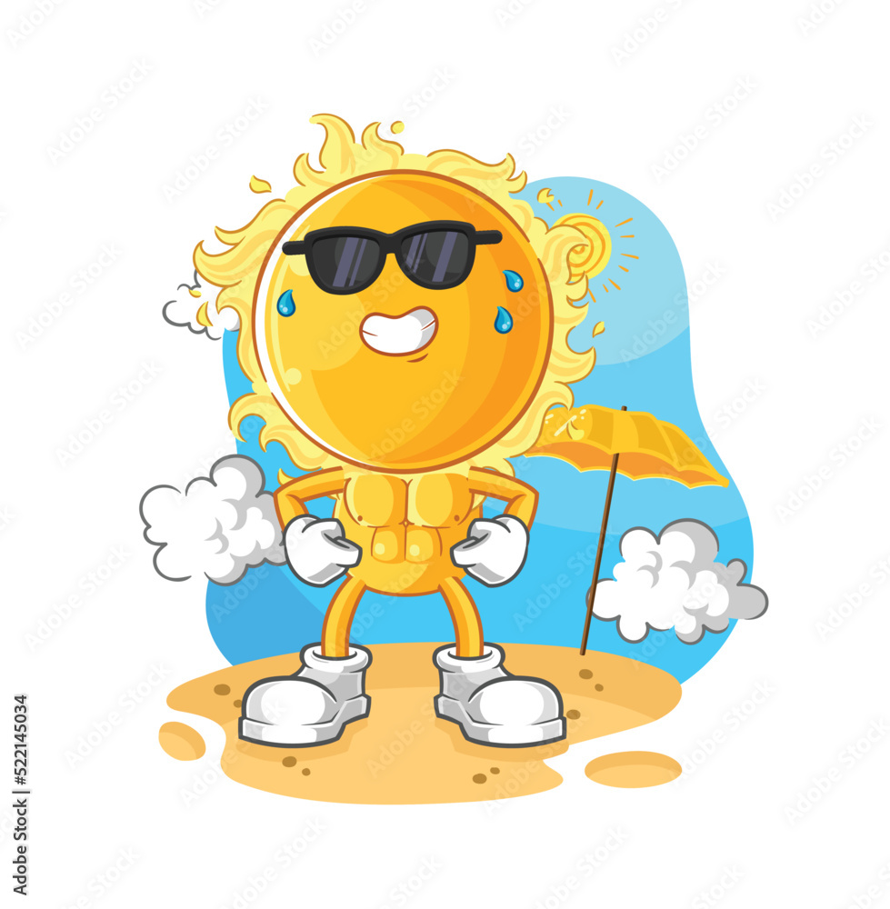 sun sunbathing in summer. character vector sun sunbathing in summer. character vector