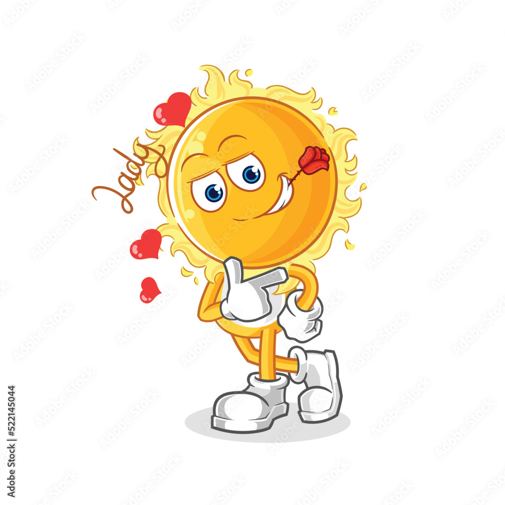 sun flirting illustration. character vector sun flirting illustration. character vector