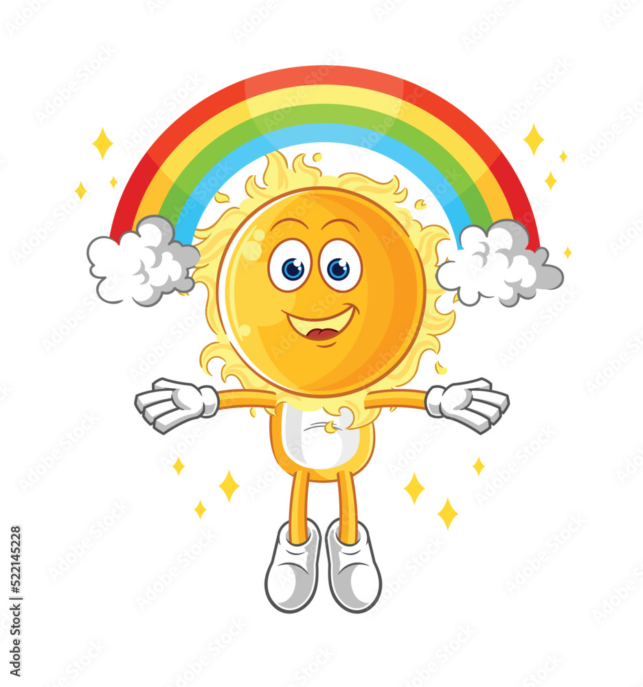 sun with a rainbow. cartoon vector sun with a rainbow. cartoon vector