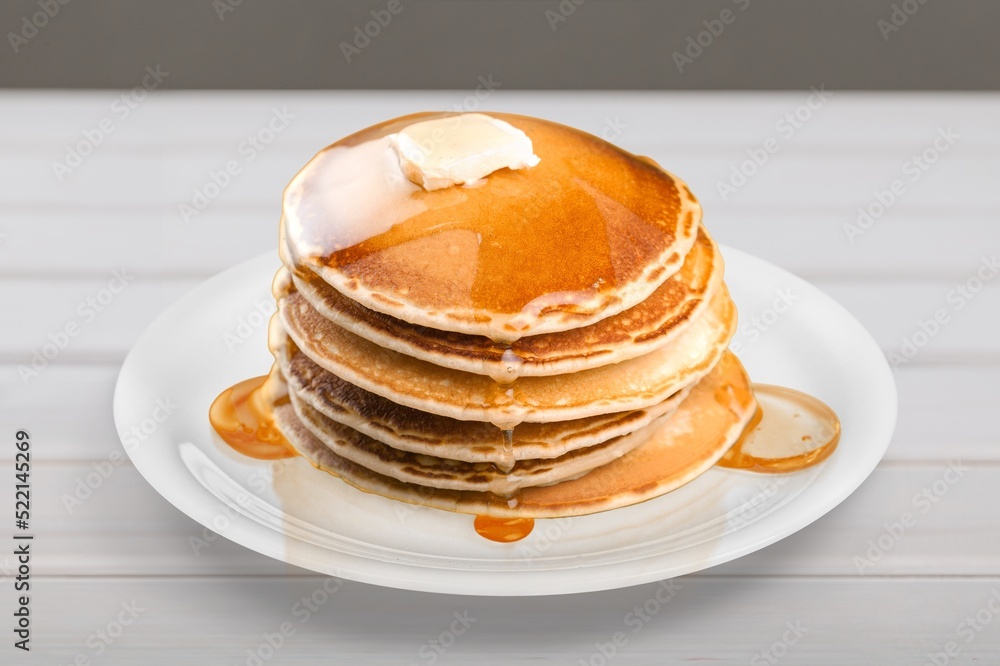 Stack of pancakes on a plate. Homemade pancakes, delicious food. Traditional dish Stack of pancakes on a plate. Homemade pancakes, delicious food. Traditional dish