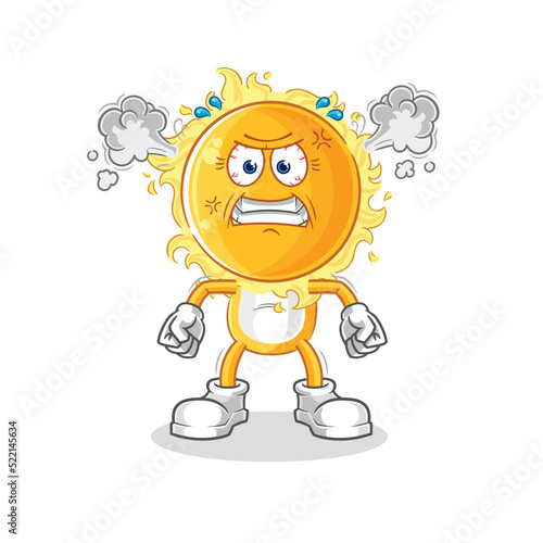 sun very angry mascot. cartoon vector