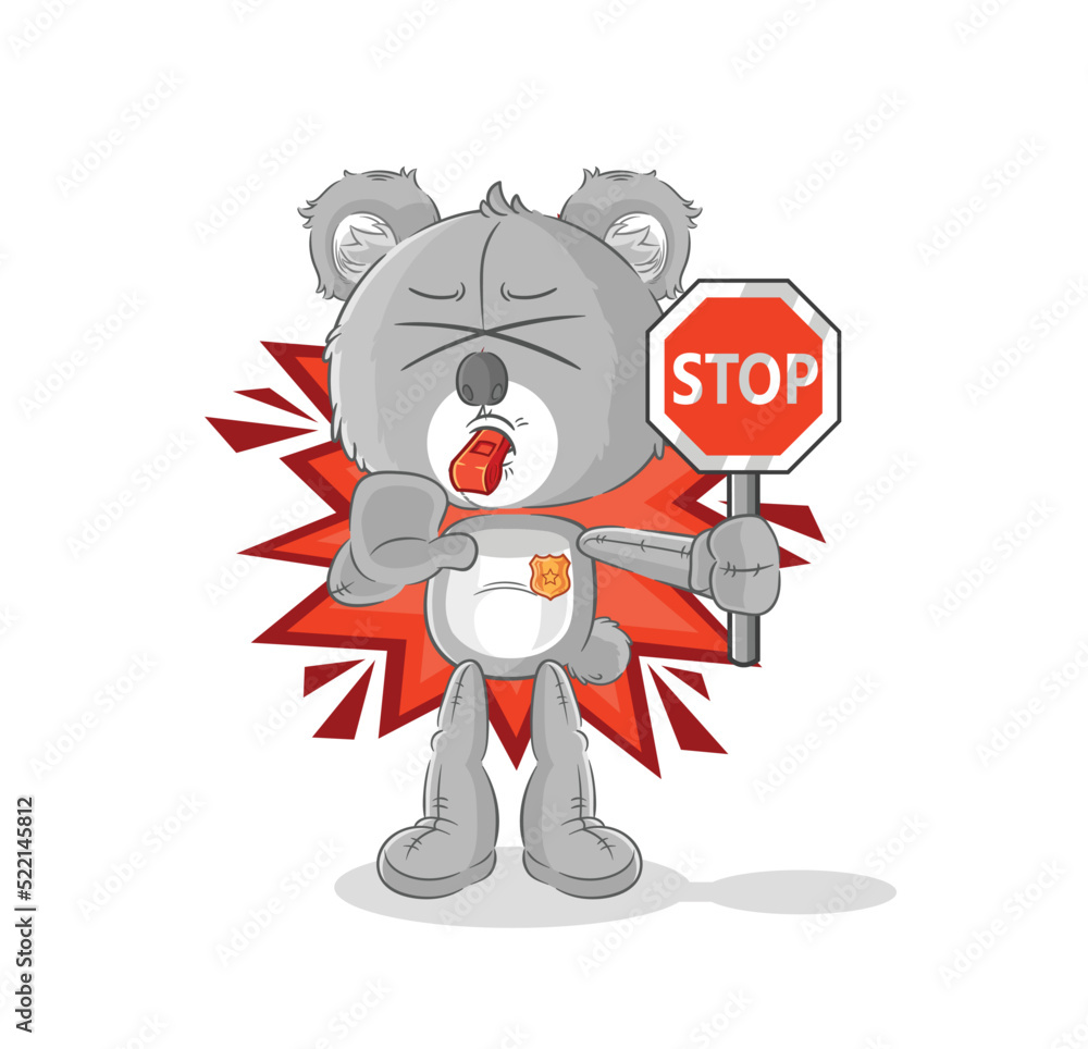 koala holding stop sign. cartoon mascot vector koala holding stop sign. cartoon mascot vector