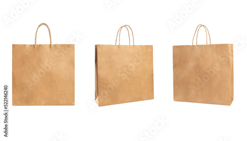 Set of brown paper bag isolated