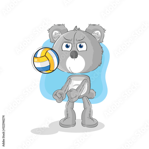 koala play volleyball mascot. cartoon vector