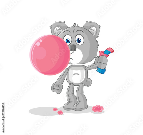 koala chewing gum vector. cartoon character