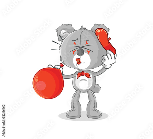koala pantomime blowing balloon. cartoon mascot vector