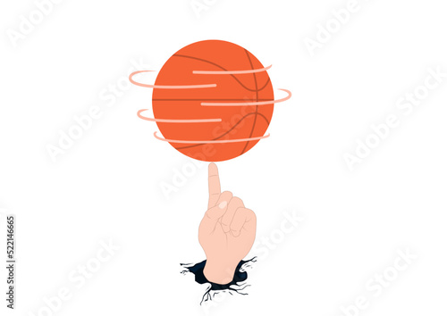 Spinning the basketball with one hand