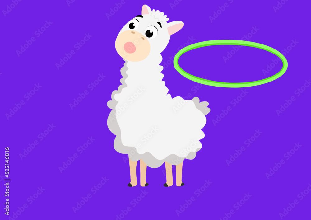 Sheep with its green hula hoop Sheep with its green hula hoop