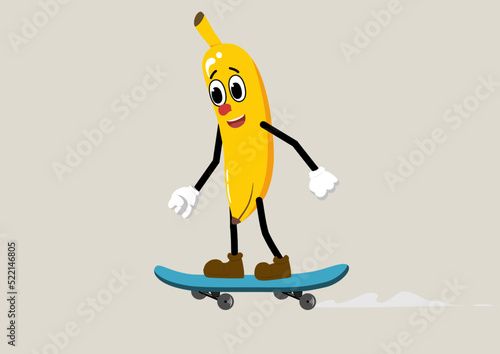 A banana moving with its skateboard