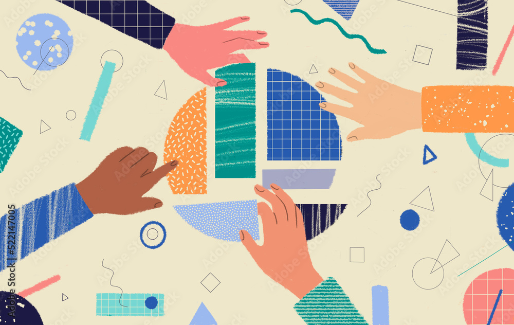 © Milana Nikolaeva/Stocksy - Partnership and creativity in the workplace illustration concept © Milana Nikolaeva/Stocksy - Partnership and creativity in the workplace illustration concept