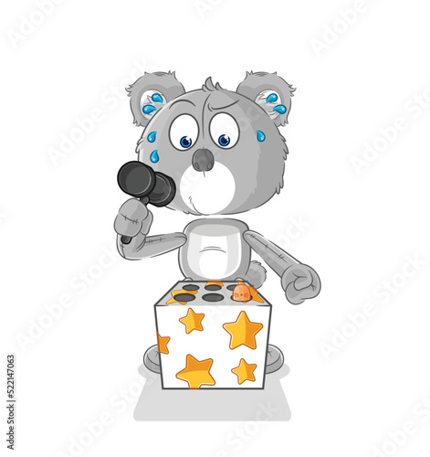 koala play whack a mole mascot. cartoon vector