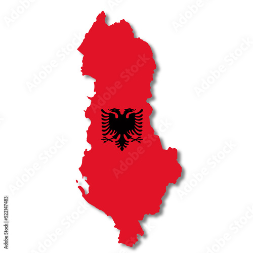 Fototapet Albania flag map 3d illustration on white with clipping path