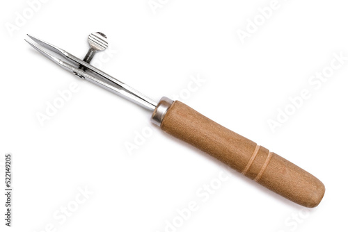 Adjustable Edge Creaser tool isolated on white background. Leather crafting tool.