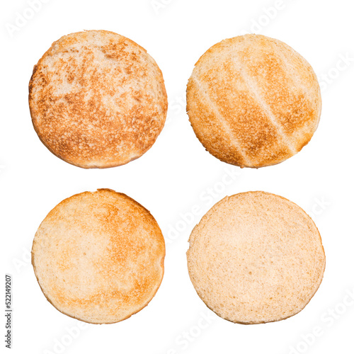 Set of burger bun isolated on white background.