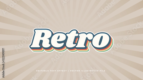 Retro vintage text effect template with 3d style editable font effect for illustrator