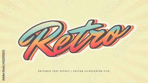 Retro vintage text effect template with 3d style editable font effect for illustrator