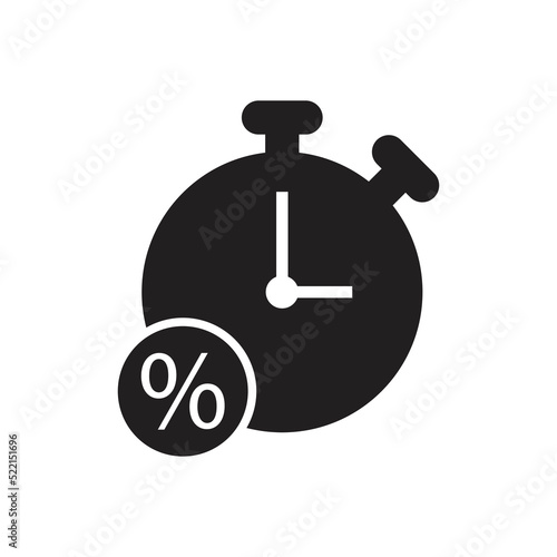 Clock and percent icon design isolated on white background
