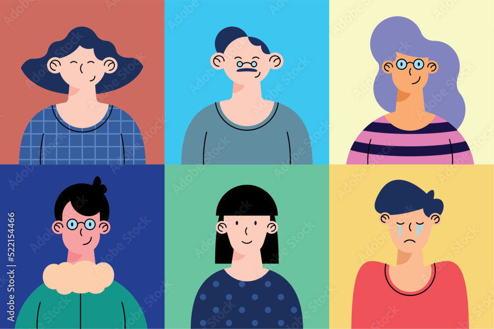 Fototapeta premium six persons characters