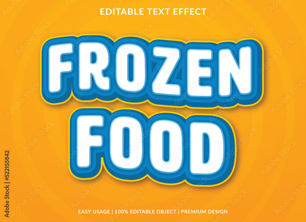 frozen food editable text effect template with abstract background style use for business logo