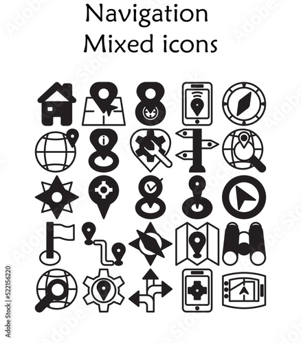 Set of navigation mixed icons